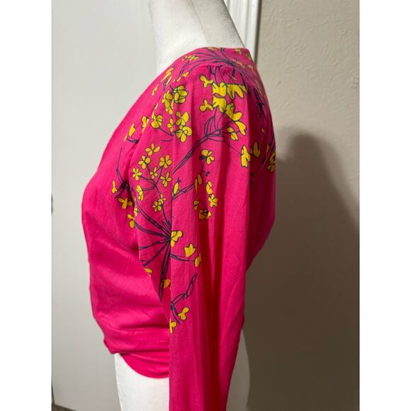 Roopa Pemmaraju Anthro Floral Wrap Cropped Top Small - Picture 4 of 8